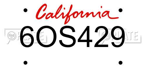 6OS429 California License Plate