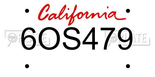 6OS479 California License Plate