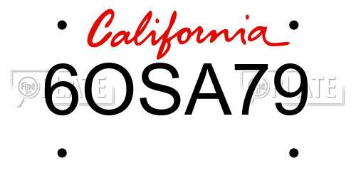 6OSA79 California License Plate
