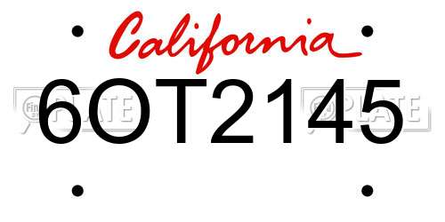 6OT2145 California License Plate