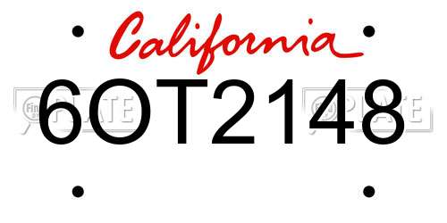 6OT2148 California License Plate