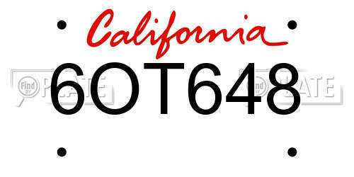 6OT648 California License Plate