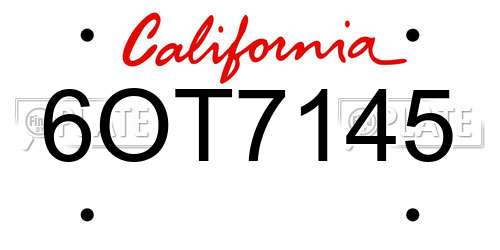 6OT7145 California License Plate