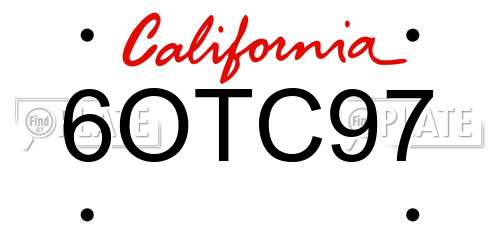 6OTC97 California License Plate