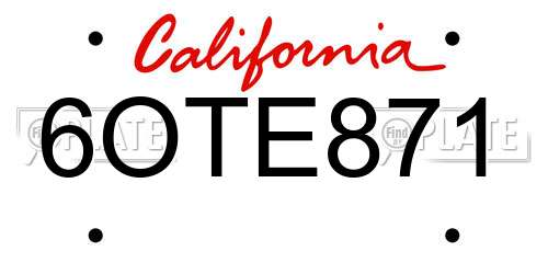6OTE871 California License Plate
