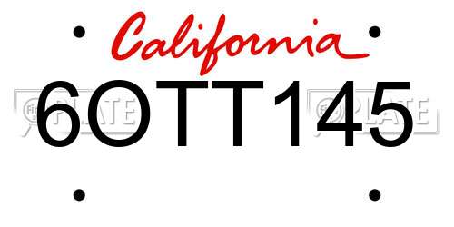 6OTT145 California License Plate
