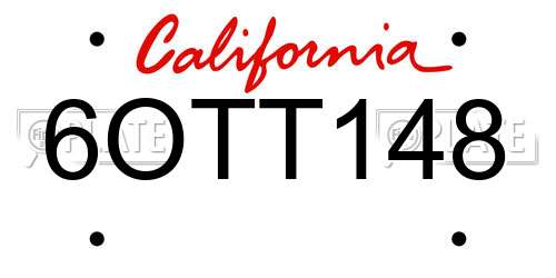 6OTT148 California License Plate