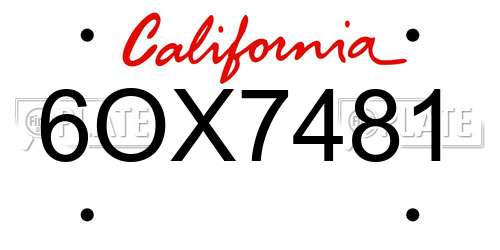 6OX7481 California License Plate