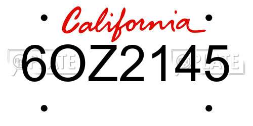 6OZ2145 California License Plate
