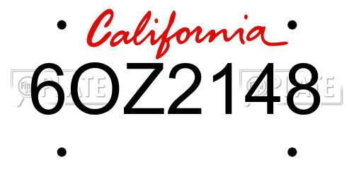 6OZ2148 California License Plate