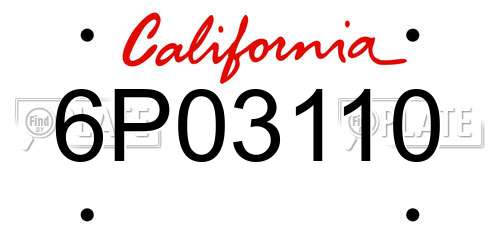 6P03110 California License Plate