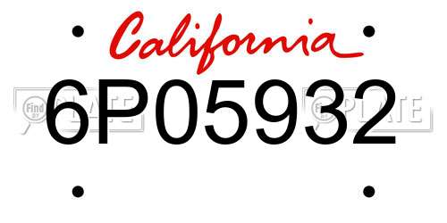6P05932 California License Plate