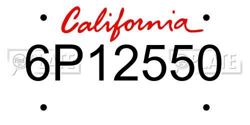 6P12550 California License Plate