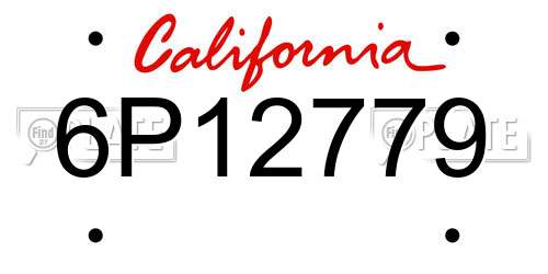 6P12779 California License Plate