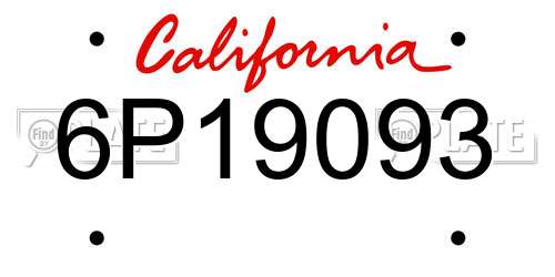 6P19093 California License Plate