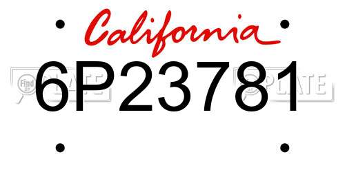 6P23781 California License Plate