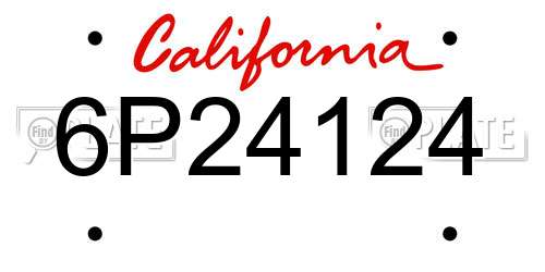 6P24124 California License Plate