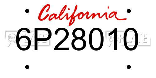 6P28010 California License Plate