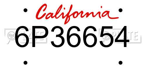 6P36654 California License Plate