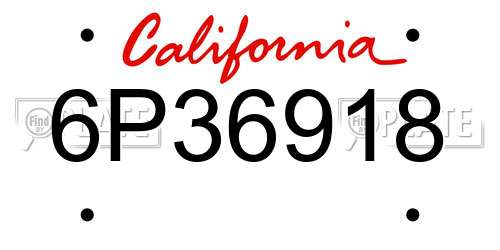 6P36918 California License Plate