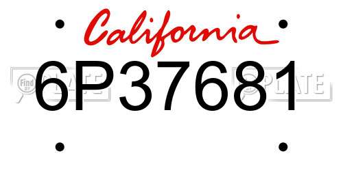 6P37681 California License Plate