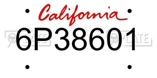 6P38601 California License Plate