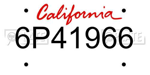 6P41966 California License Plate