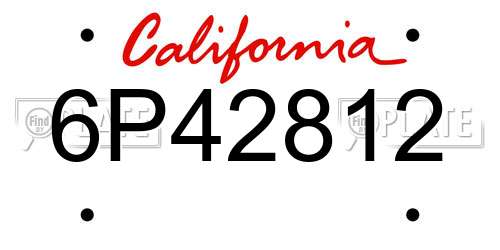 6P42812 California License Plate