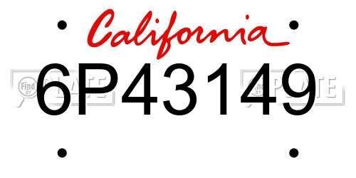 6P43149 California License Plate