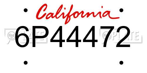 6P44472 California License Plate
