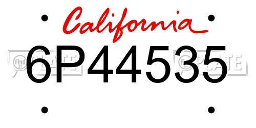 6P44535 California License Plate
