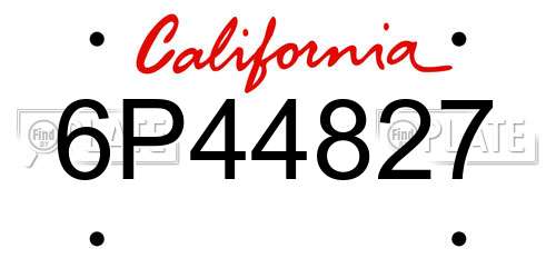 6P44827 California License Plate