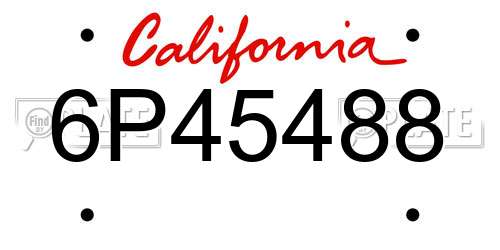 6P45488 California License Plate