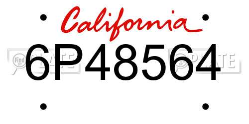 6P48564 California License Plate