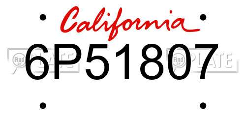 6P51807 California License Plate
