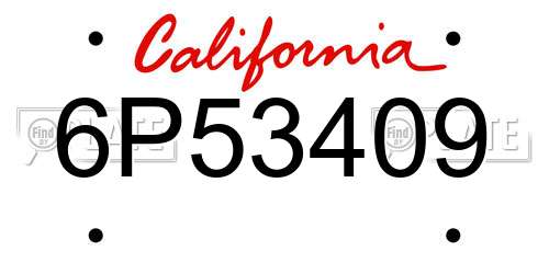 6P53409 California License Plate