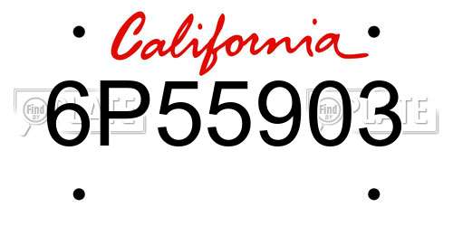 6P55903 California License Plate