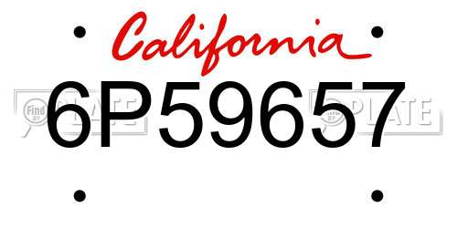 6P59657 California License Plate