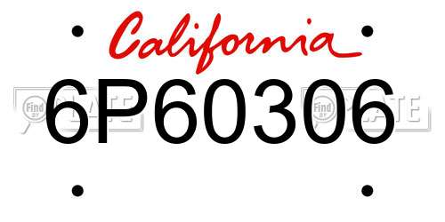 6P60306 California License Plate
