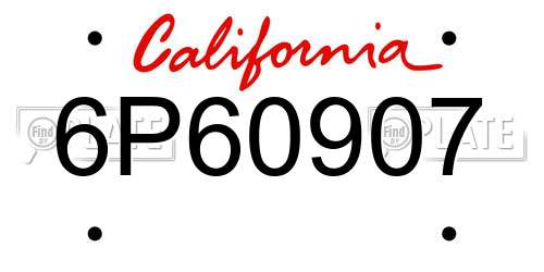 6P60907 California License Plate