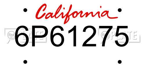 6P61275 California License Plate