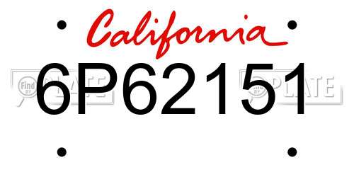 6P62151 California License Plate
