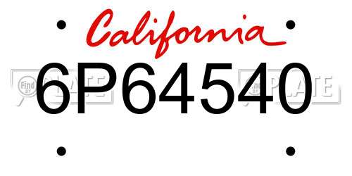 6P64540 California License Plate