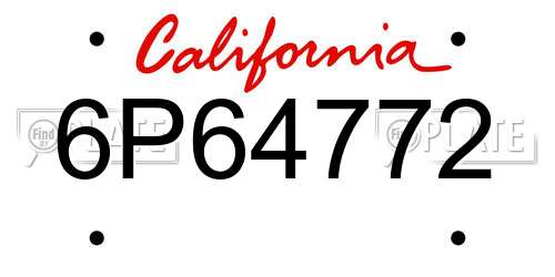 6P64772 California License Plate