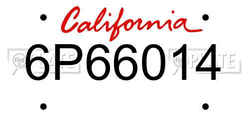 6P66014 California License Plate