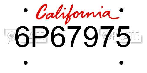 6P67975 California License Plate