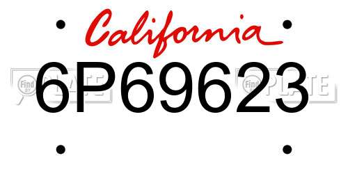 6P69623 California License Plate