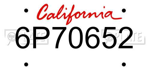 6P70652 California License Plate