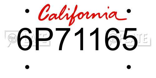 6P71165 California License Plate