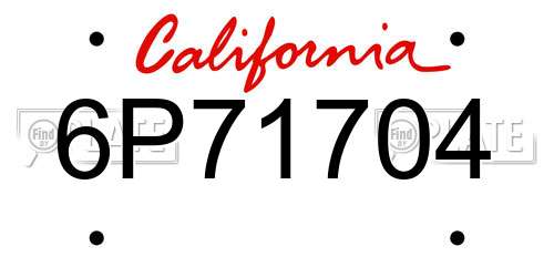6P71704 California License Plate
